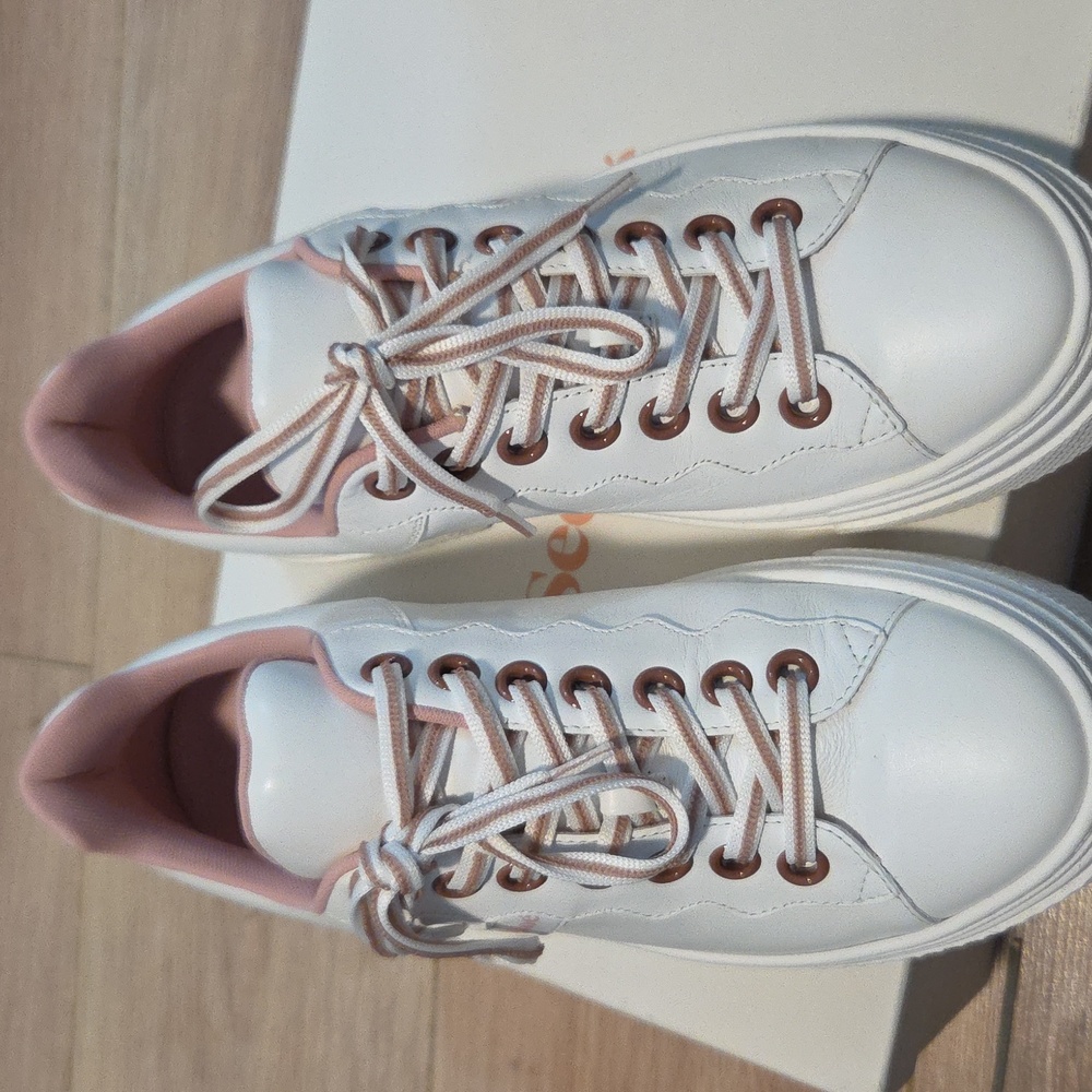 See By Chloe Essie pink/white leather Sneakers Sz 39 - Picture 4 of 14